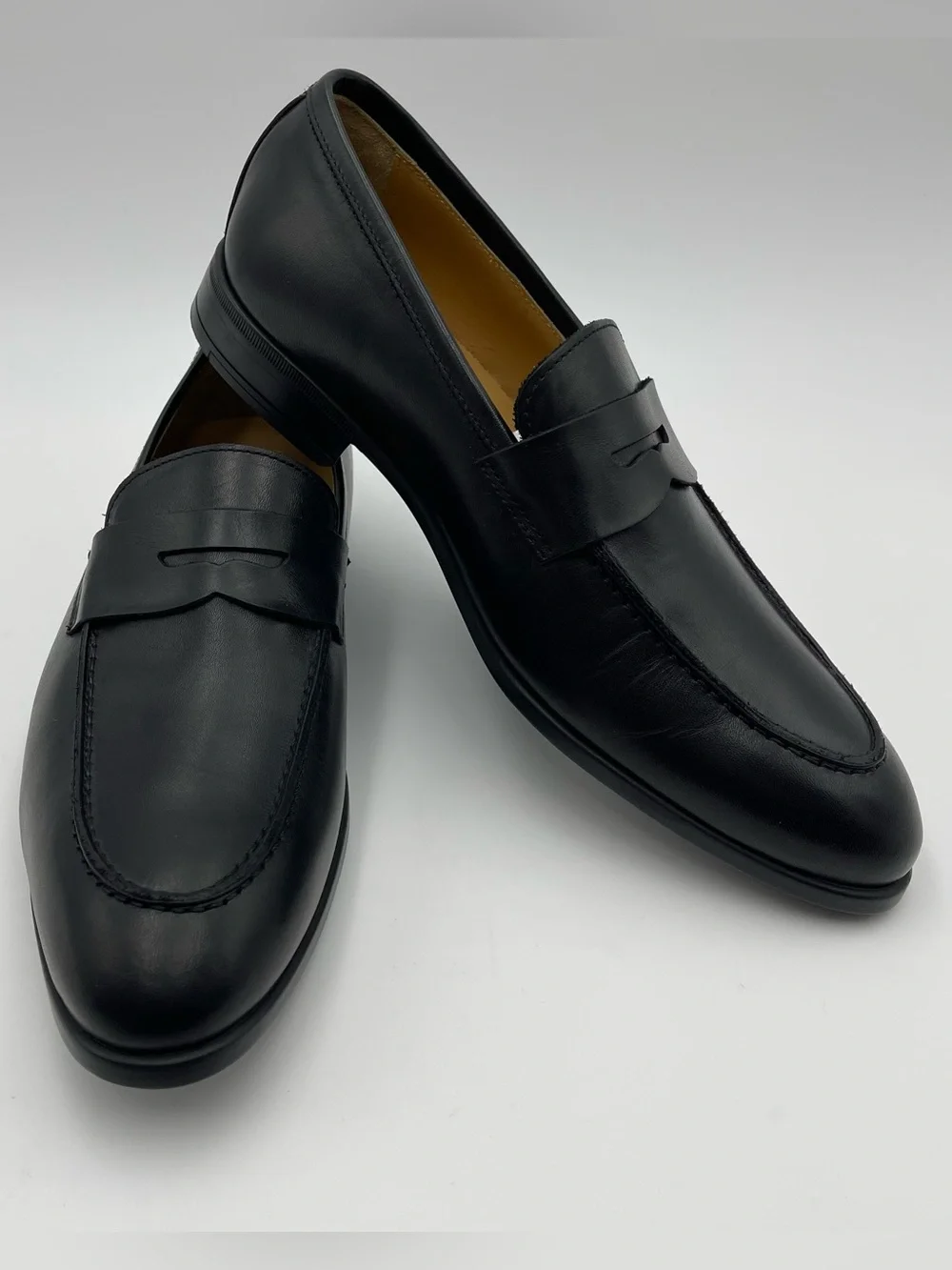 Bruno Magli Men SZ 11 Black Leather Ricci Penny Loafer Shoes -MSRP $395